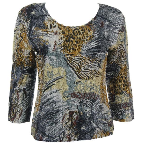 Wholesale 1906 - Magic Crush Three Quarter Sleeve Tops Abstract Black-Gold - One Size Fits  (S-L)