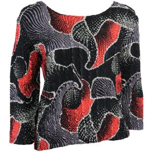 1906 - Magic Crush Three Quarter Sleeve Tops #14009 Abstract Black/Red - One Size Fits  (S-L)