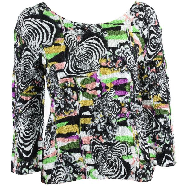 Wholesale 1906 - Magic Crush Three Quarter Sleeve Tops #14013 Multi Colored Abstract - One Size Fits  (S-L)