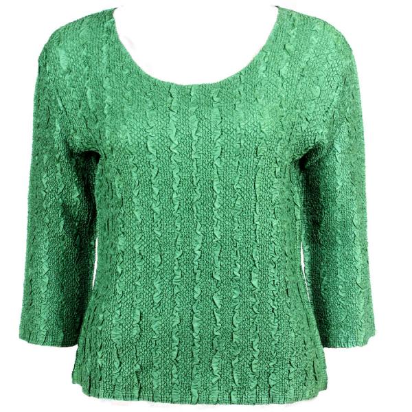 Wholesale 1906 - Magic Crush Three Quarter Sleeve Tops Solid Dark Green-B Two Ply - One Size Fits  (S-L)