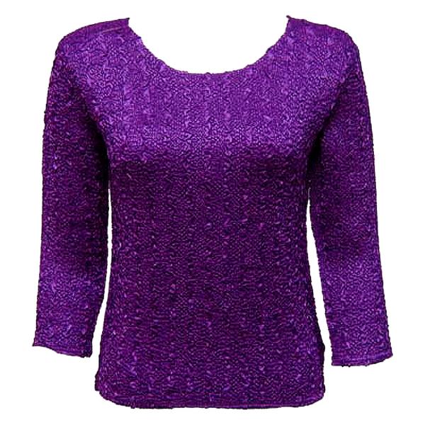Wholesale 1906 - Magic Crush Three Quarter Sleeve Tops Solid Dark Purple-B Two Ply - One Size Fits  (S-L)