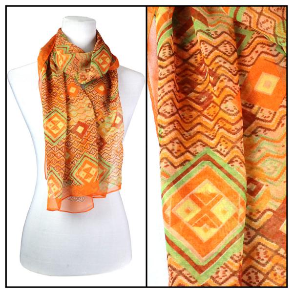 Wholesale 1909/T - Silky Dress Scarves  DM05 Diamonds Orange MB - 