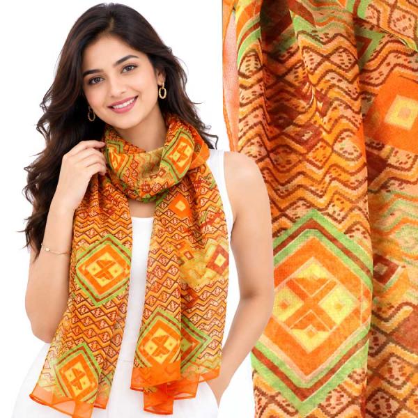 wholesale 1909/T - Silky Dress Scarves  DM05 Diamonds Orange MB - 