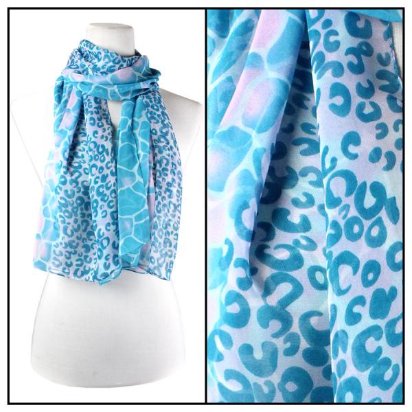 wholesale 1909 - Silky Dress Scarves GL01<br>Giraffe Leopard Turquoise<br>Silky Dress Scarf - 