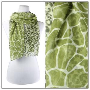 Silky Dress Scarves - 1909 GL03 Giraffe Leopard Green - 
