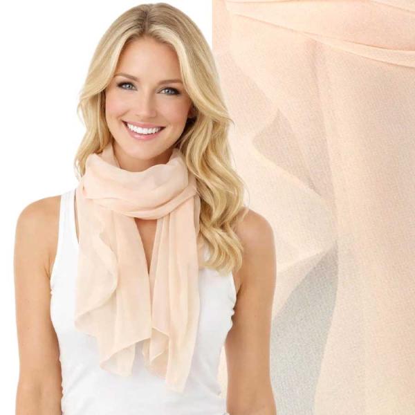 Wholesale 1909/T - Silky Dress Scarves  S/01 <br>Solid Peach - 18