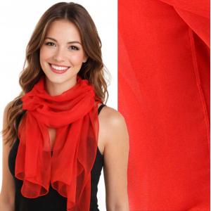 1909/T - Silky Dress Scarves  S06<br> Solid Red - 18