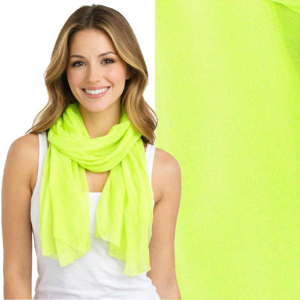 Wholesale 1909/T - Silky Dress Scarves  S07 <br>Solid Neon Green  - 18