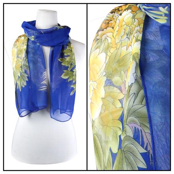 wholesale 1909 - Silky Dress Scarves Peacock - Royal  - 