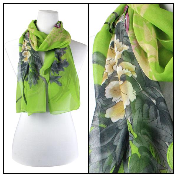wholesale 1909 - Silky Dress Scarves PC03<br>Peacock Lime - 