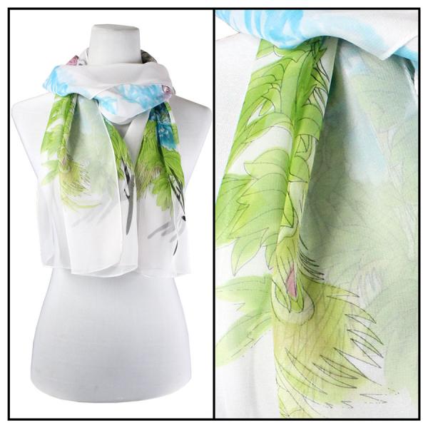 wholesale 1909 - Silky Dress Scarves Peacock - White-Multi - 