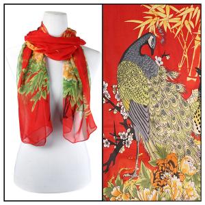 Silky Dress Scarves - 1909 PC08 Peacock Red - 