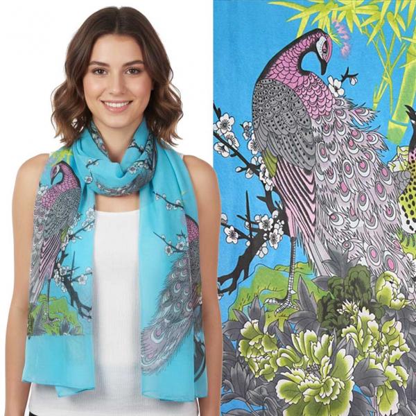 Wholesale 1909/T - Silky Dress Scarves  PC09 <br>Peacock Turquoise  - 18