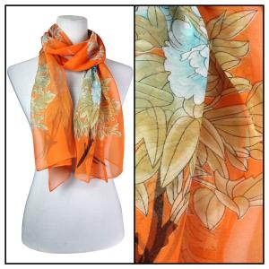 1909 - Silky Dress Scarves Peacock - Orange  - 