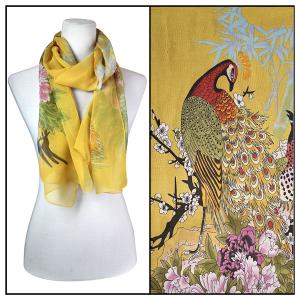 Silky Dress Scarves - 1909 PC12 Peacock Gold - 