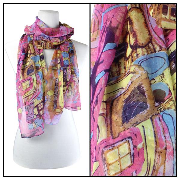 1909 - Silky Dress Scarves AB02 <br> ABSTRACT PINK<br> Silky Dress Scarf - 