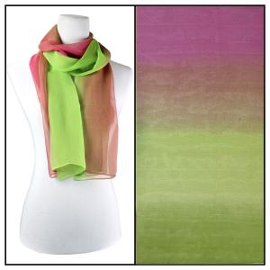Silky Dress Scarves - 1909 TC04 Tri-Color Magenta/Mauve/Lime - 