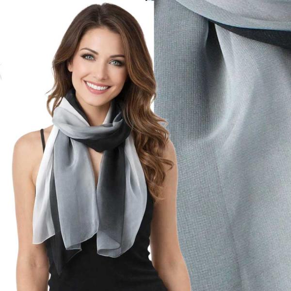 Wholesale 1909/T - Silky Dress Scarves  TC11<br> Tri-Color Black/Grey/White - 18