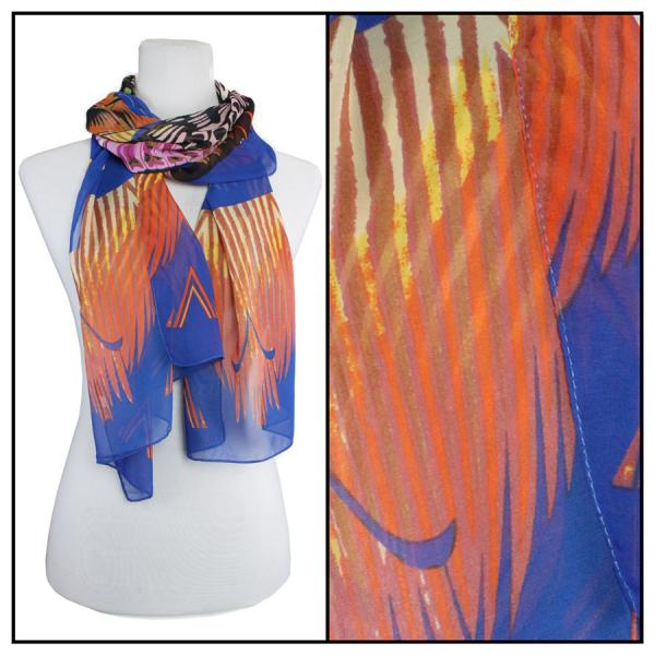 Wholesale Silky Dress Scarves - 1909 Big Butterfly - Royal - 