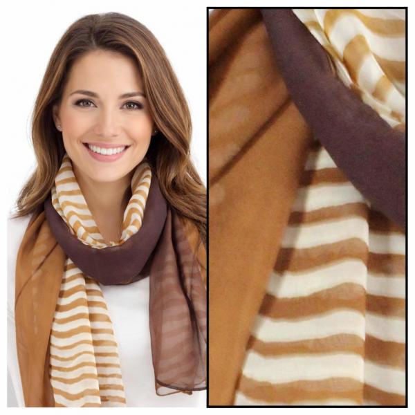 wholesale 1909/T - Silky Dress Scarves  N113/2 <br>Brown Striped
(MB) - 18