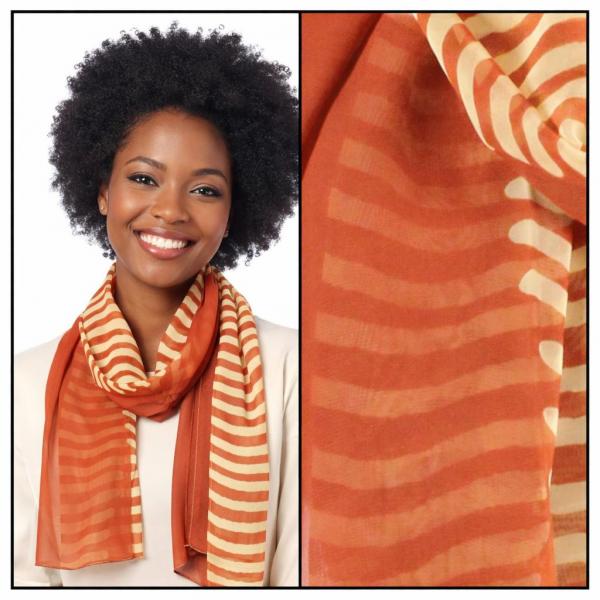 wholesale 1909/T - Silky Dress Scarves  N113/7 <br>Paprika Striped - 18