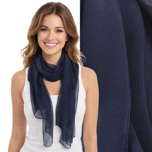 1909/T - Silky Dress Scarves  S23 <br>Solid Navy - 18