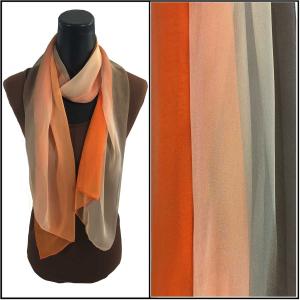 Wholesale Silky Dress Scarves - 1909 TC17 Tri-Color Brown/Beige/Orange (MB) - 