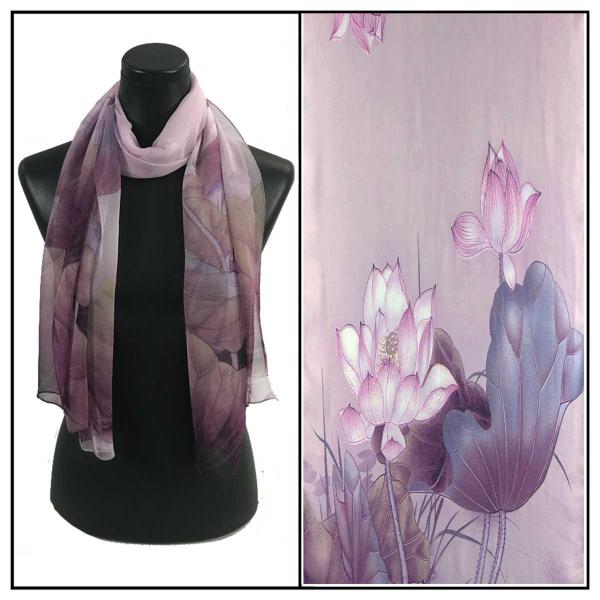 wholesale 1909 - Silky Dress Scarves Lotus - Purple-Lavender - 