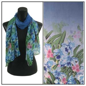 1909 - Silky Dress Scarves 039 - Denim<br>Floral Silky Dress Scarf   - 