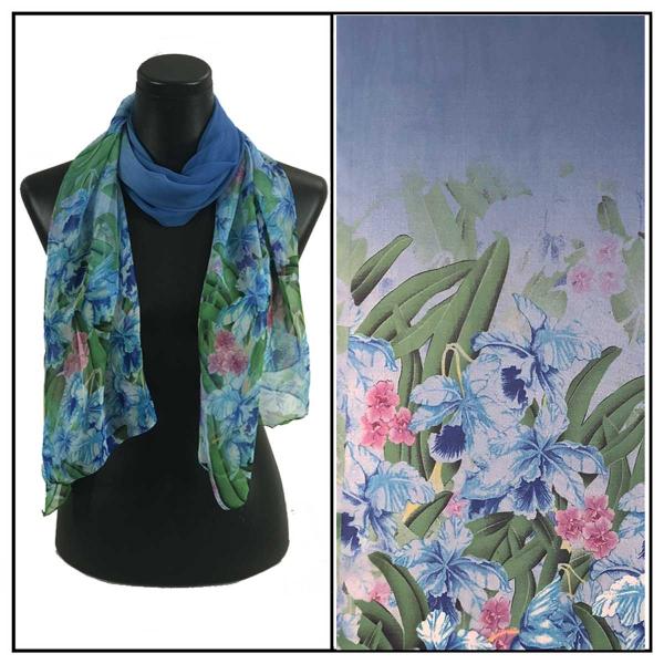 wholesale 1909 - Silky Dress Scarves 039 - Denim<br>Floral Silky Dress Scarf   - 