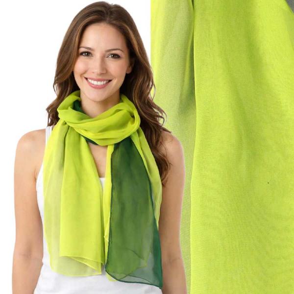 Wholesale 1909/T - Silky Dress Scarves  TC06 <br>Tri-Color Greens - 18