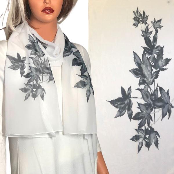 wholesale 1909 - Silky Dress Scarves A004 - Black/Ivory<br>
Floral Silky Dress Scarf - 