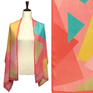 Wholesale  A022 - Multi<br>
Bright Geometric Print Silky Dress Scarf - 