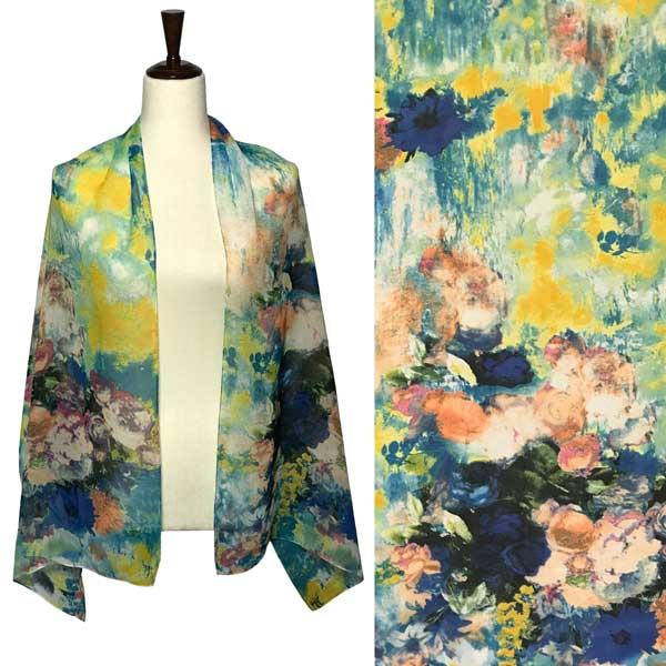 1909 - Silky Dress Scarves A025 - Multi<br>
Victorian Garden Floral Silky Dress Scarf - 