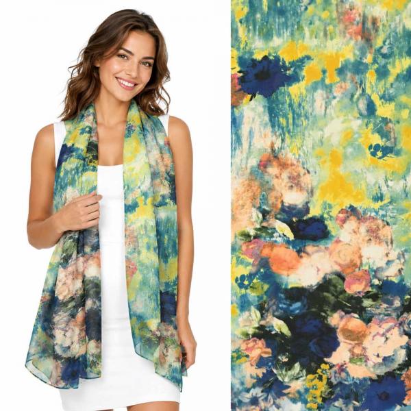 wholesale 1909/T - Silky Dress Scarves  A025 - Multi Victorian Garden Floral (MB) - 
