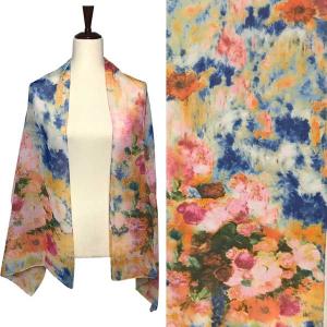 Wholesale  A026 - Multi<br>
Victorian Garden Floral Silky Dress Scarf - 