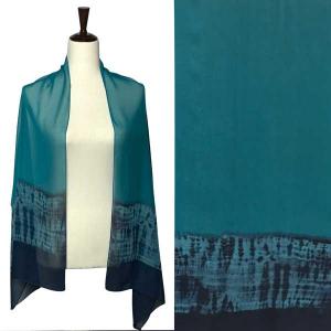 Wholesale  A028 - Teal<br>
Teal with Navy Abstract Design Silky Dress Scarf - 