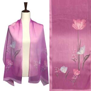 Wholesale  A033 Magenta<br>
Floral on Magenta Silky Dress Scarf - 