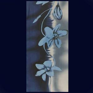 1909 - Silky Dress Scarves A034 Blue Blue Floral - 