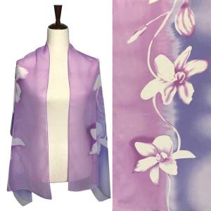 1909 - Silky Dress Scarves A036 Lilac<br>
Floral on Lilac Silky Dress Scarf - 