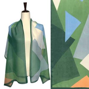 1909 - Silky Dress Scarves A046 - Green Multi<br>
Green Multi Geometric Print Silky Dress Scarf - 