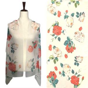 Wholesale  A049 - Ivory<br>Roses on Ivory Silky Dress Scarf - 
