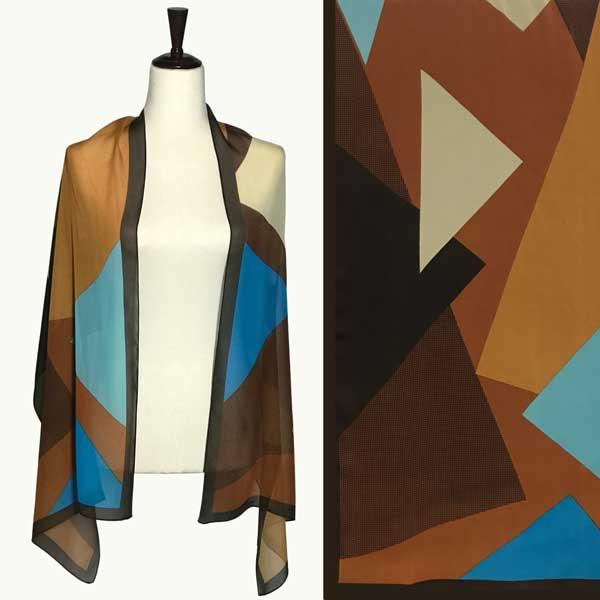 wholesale 1909 - Silky Dress Scarves A053 - Multi<br>Geometric Print Silky Dress Scarf - 