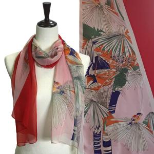 Wholesale Silky Dress Scarves - 1909 CHK04 - Chickadee Red - 