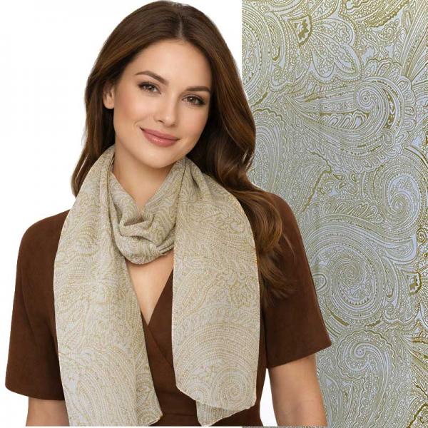 wholesale 1909/T - Silky Dress Scarves  001/A26<br> Beige over Ivory Paisley - 18