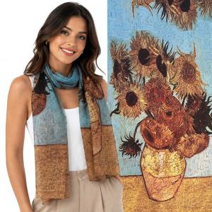 1909/T - Silky Dress Scarves  ART/03<br>
Sunflowers - 19' x 60