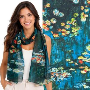 1909/T - Silky Dress Scarves  ART/04<br>
Water Lilies - 19' x 60