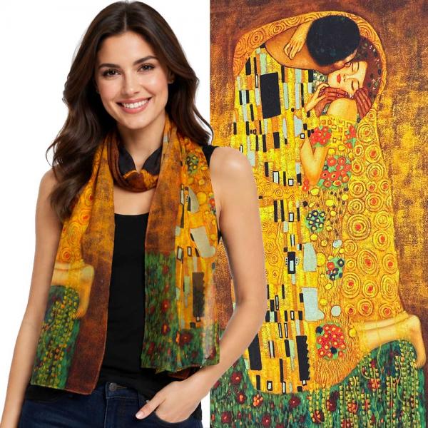wholesale 1909/T - Silky Dress Scarves  ART/05<br>
The Kiss - 19' x 60