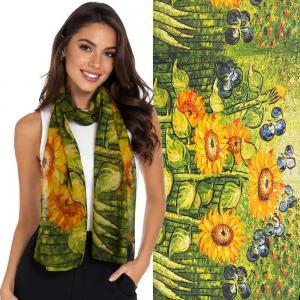 1909/T - Silky Dress Scarves  ART/09<br>
Sunflowers - 19' x 60