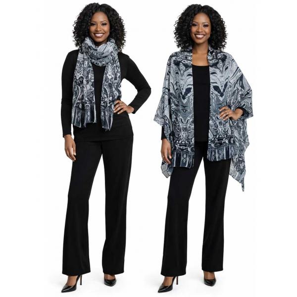 wholesale Butter Soft Shawls - 4360/4345 4360 - White Multi - 30